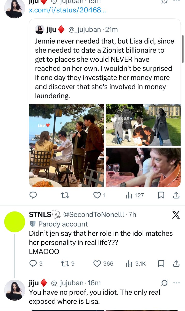 lalamiyeon's tweet photo. @samsjnk Lol, what do You mean? How You know that b*tch stan Lisa https://t.co/he8bjMtgpT