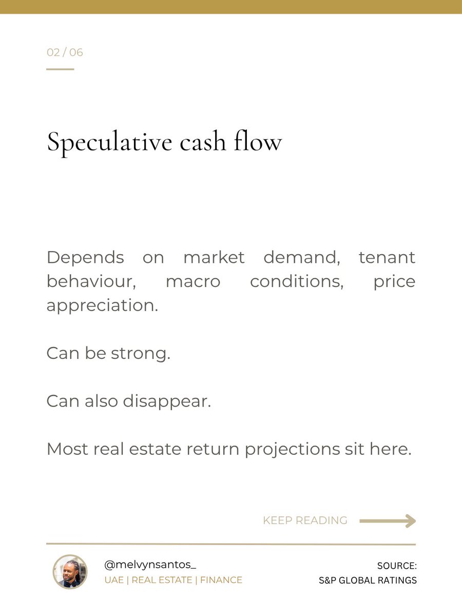 MelvynSantos_'s tweet image. How much of your expected return is contractual and how much is assumed? It's worth knowing before the next allocation decision. 
There are two types of cash flow in real asset investment. 

PART 1

#CapitalAllocation  #UHNW #WealthManagement #InvestmentStrategy