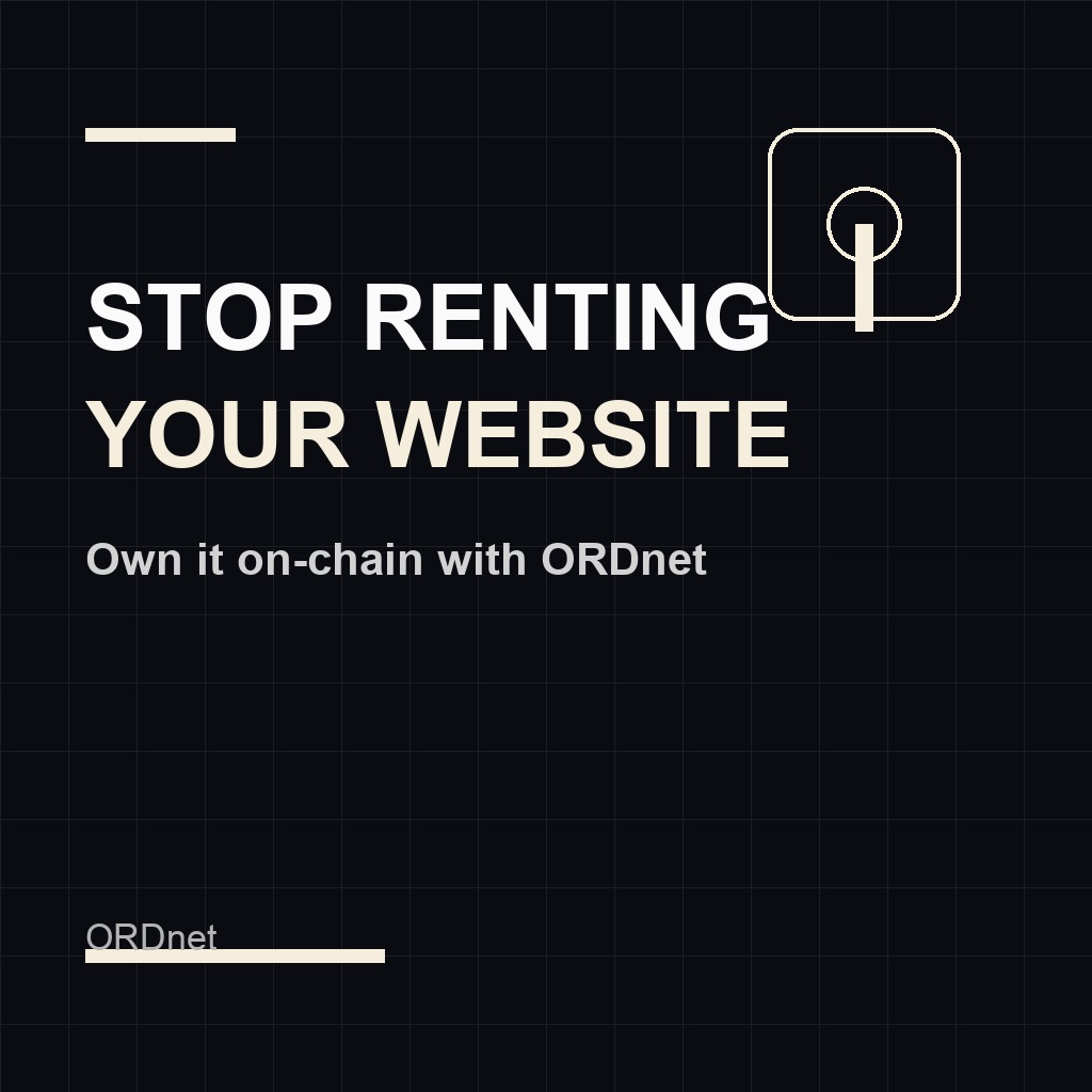 TrueWeb3Hosting's tweet image. Stop renting your website year after year. Put the HTML on-chain with ORDnet, pay once from about $0.002, and keep control in your wallet instead of a hosting landlord. hello.ordnet.io #ORDnet #WebHosting #BSV #DigitalOwnership