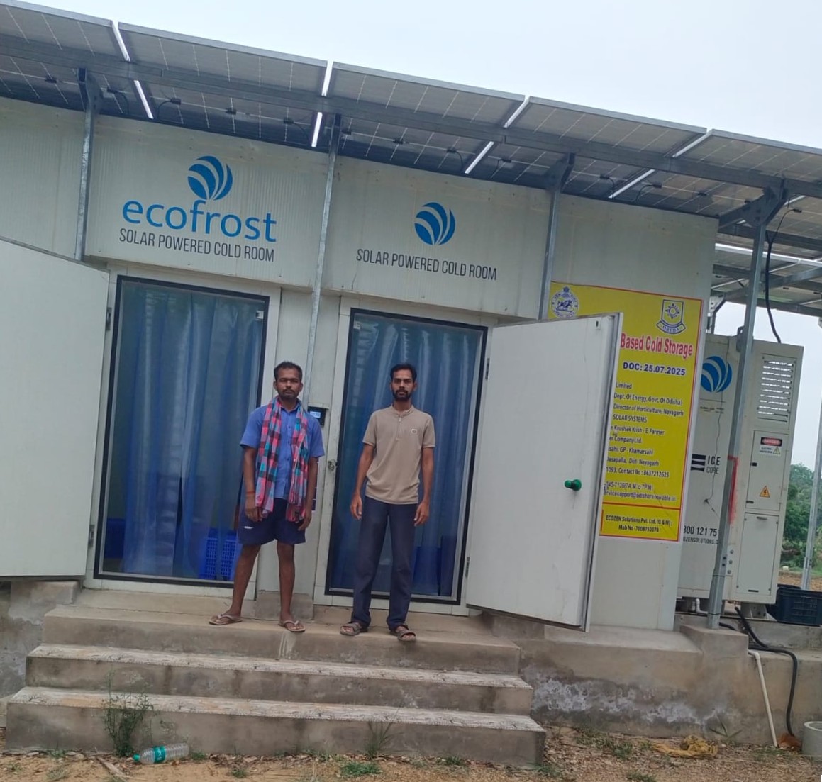AgriGoI's tweet image. Solar-powered cold storage strengthening agri value chains ☀️❄️🌾

In #Nayagarh, #Odisha, Pvfarm Krushak Krish-E Farmer Producer Company Ltd. has established a solar-powered cold storage unit—reducing post-harvest losses, preventing distress sale, and strengthening supply chains