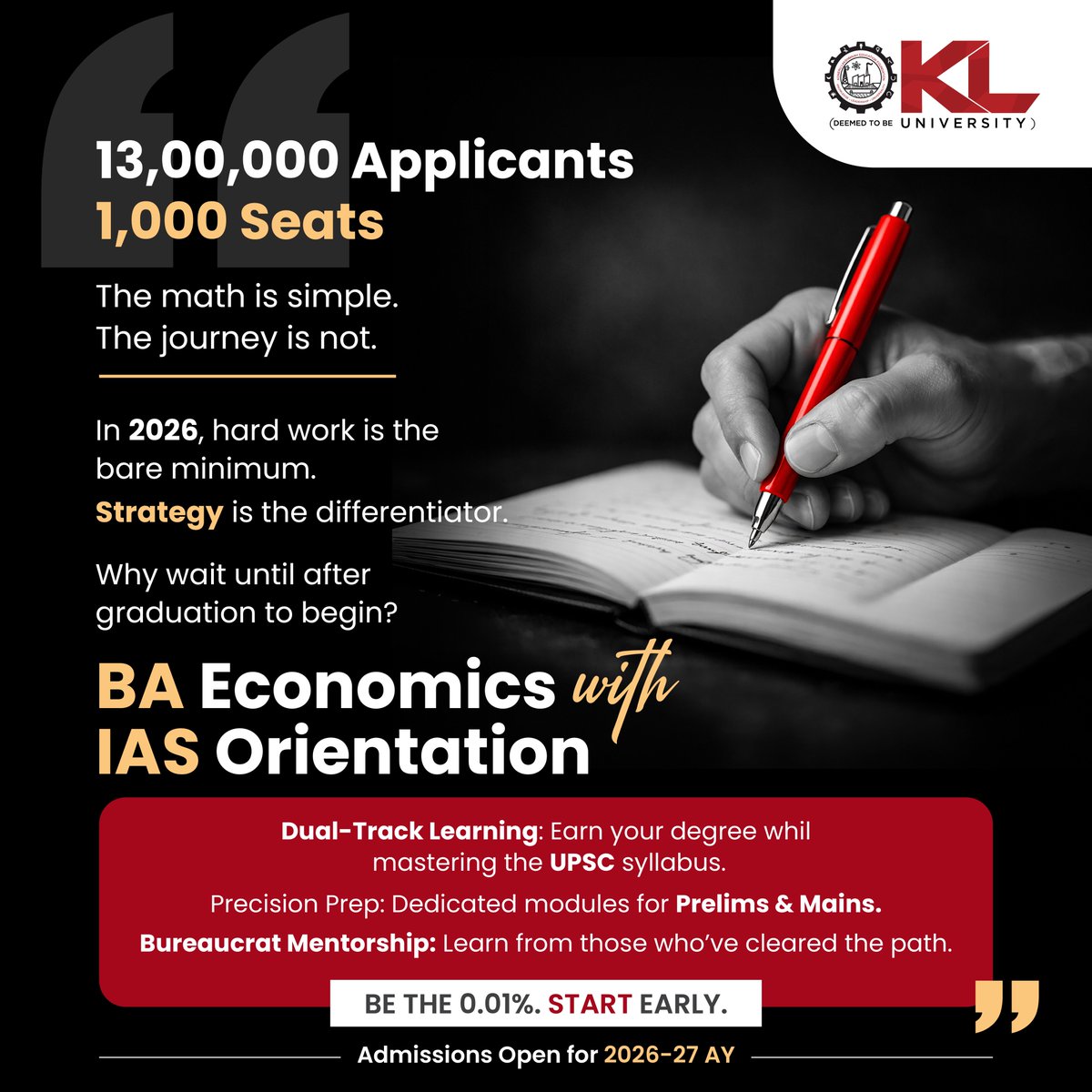 kluniversity's tweet image. Start early, stay ahead—crack UPSC with KL University’s BA-IAS program and build your path to LBSNAA. 🇮🇳

🎓 Admissions Open | 2026–27
🔗 kluniversity.in/admissions/

#BAIAS #UPSCPreparation #KLUniversity #IASAspirants #CivilServices #UPSC2026 #FutureIAS #CareerInPublicService