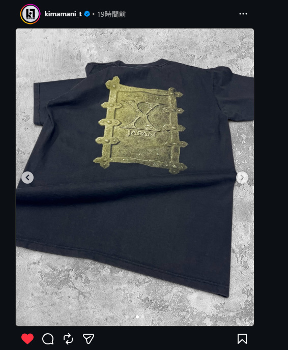 日本のバンドTがそろそろ市場に溢れてもいい。
このX HideのTシャツかっこいい