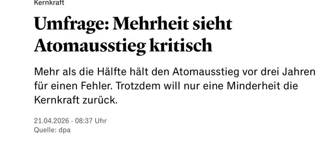 Arschonaut's tweet photo. @_MartinHagen Die wichtigste Aussage der Umfrage lautet: "Nur eine Minderheit will die Kernkraft zurück." 

Die intellektuelle Situation von Kubickis FDP ist besäufniserregend. https://t.co/VXCjF36qfS