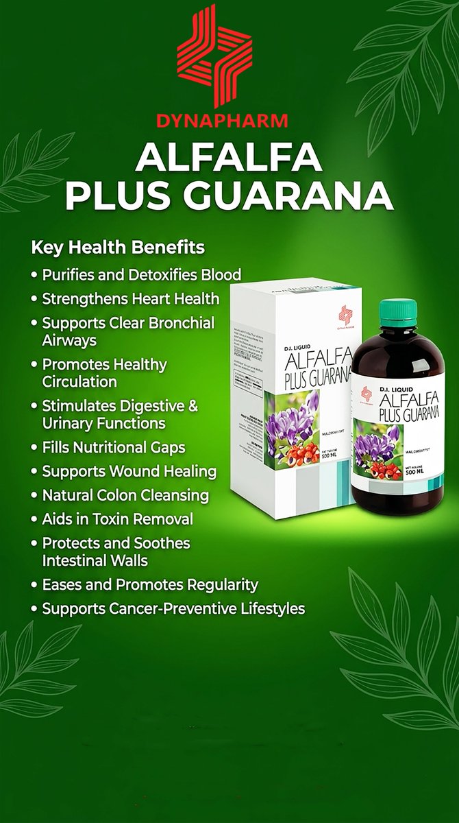 dynapharmugand1's tweet photo. Wake up. Cleanse. Power up ☀️.
Start your morning with Alfalfa Plus Guarana and feel fresh from the inside

• Supports deep body cleansing and detox 🧹🌿
• Gives steady energy for your day ⚡
• Keeps your mind sharp and focused 🧠

Talk to a doctor before use 🩺 https://t.co/eM9k39QT9L