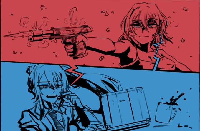 おすけぶで描いたよその子さんコンビでした、リクエスト感謝…っ! 