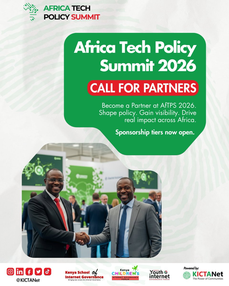 🚀 Africa Tech Policy Summit (AfTPS) 2026 is seeking mission-aligned sponsors committed to open-source, data governance, digital inclusion, and AI policy.

Gain direct access to 500+ decision-makers from 30+ countries.

Become a Platinum, Gold, Silver, Bronze, or Workshop Sponsor