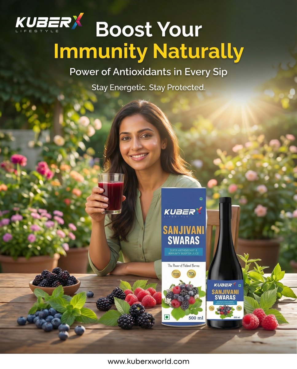kuberxofficial's tweet image. Boost your immunity, the natural way. 🌿✨
Stay energized and protected with KuberX Sanjivani Swaras—packed with powerful antioxidants for daily wellness. 🍇💪
Sip your way to better health and stronger immunity every day.

#KuberXLifestyle #SanjivaniSwaras #HealthyLiving