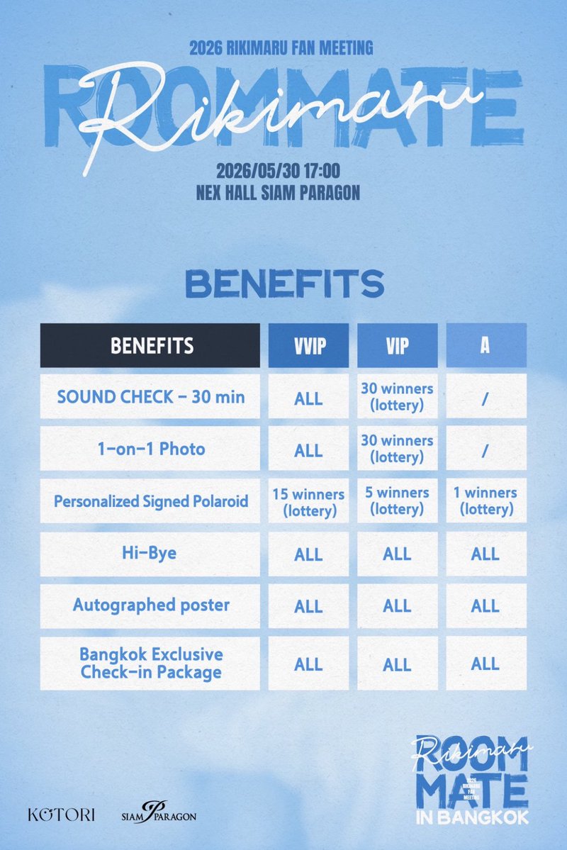 ไปหาน้องหวานกัน!!
เปิดจำหน่ายบัตรวันที่ 25/04/26 ; 14.00 น. ที่ 🎫 @thaiticketmajor
Ticket Open: Saturday, April 25,2026
#Rikimaru #力丸 #ริกิมารุ  #RIKIMARURoommateinbangkok