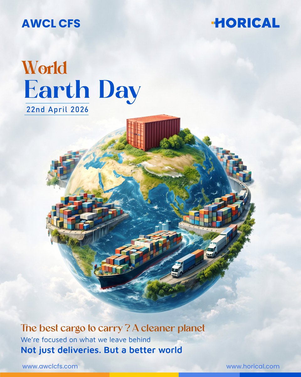 Horical_India's tweet image. On this Earth Day, we’re reminded that logistics isn’t just about moving cargo — it’s about shaping the future 🌍

Every shipment we handle, every mile we cover, leaves a mark.

#EarthDay #EarthDay2026 #SustainableLogistics #GreenLogistics #EcoFriendly #CleanPlanet