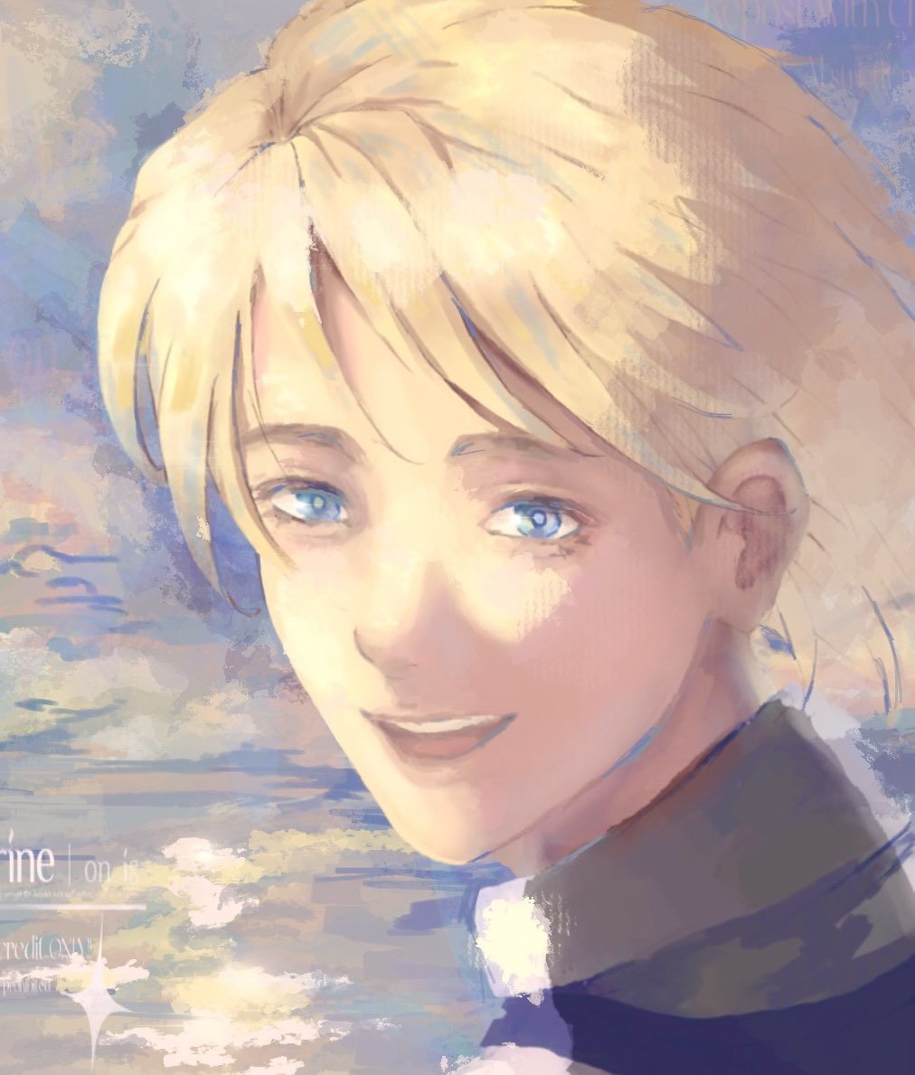 rewindrine's tweet image. on the other side of the sea.. 🐚👻

#armin #arminarlert #aot #fanart #beach