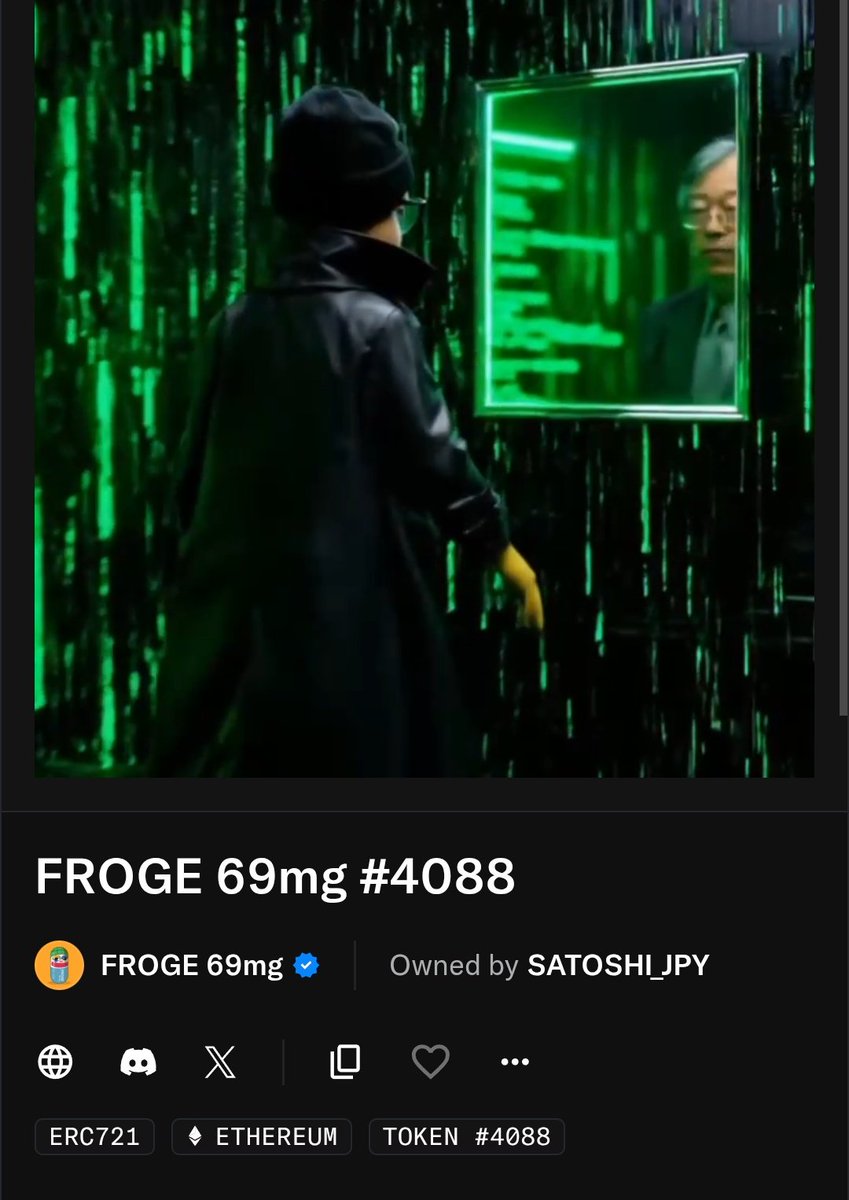 ajagbealexandra's tweet image. Yet another 1/1 Satoshi inspired @FROGE69mg #NFT sold for 1.42 $ETH!

This is now a norm with Froge NFT collections &amp;amp; more of such price actions are expected as we brace up for season 2.

I personally can't wait to see it fully revealed 😁🤩.

The Glitch is here fam 🤗🥳