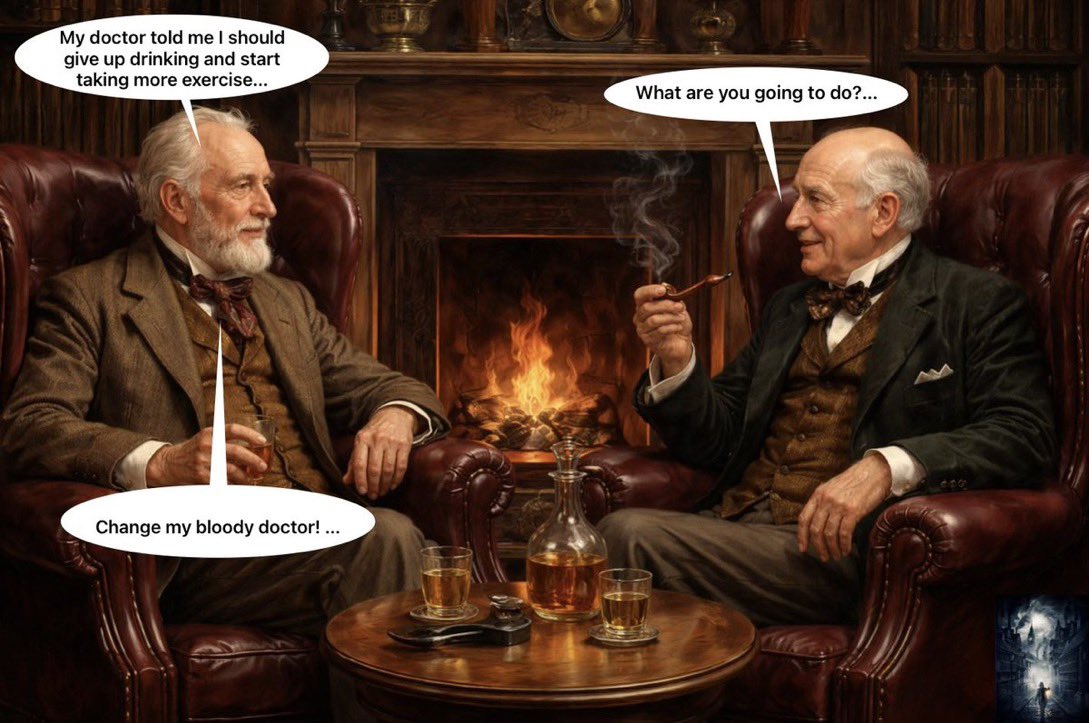 The_East_End's tweet image. Sitting down by a roaring fire, Percival outlined his health plans with Archibald…

Have a wonderful Wednesday everyone…

#eastend #history #humour