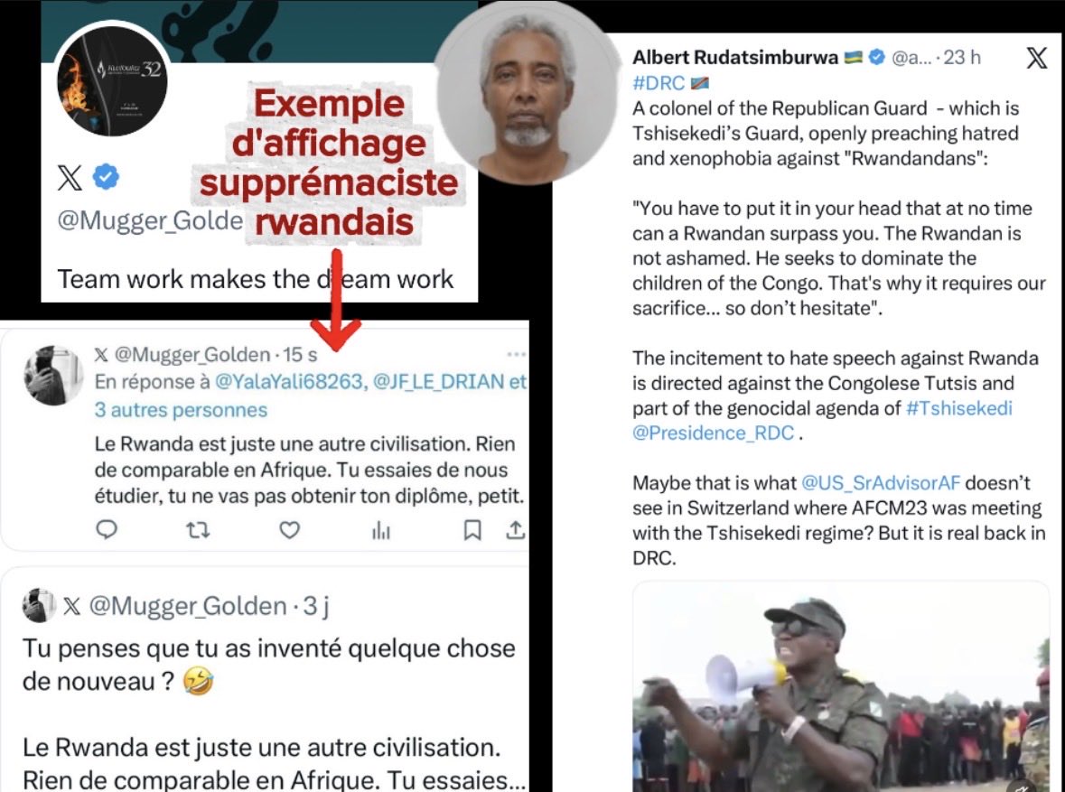 JF_LE_DRIAN's tweet photo. 😂 Pathétique.. Cette volonté désespérée de dénicher à tout prix des « discours de haine » putatifs pour tenter de redonner un peu de crédibilité à une vieille ficelle usée jusqu’à la corde.

Ce troll complice du criminel de masse, Paul Kagame, s’offusquent que des Congolais osent mal parler des agresseurs rwandais qui massacrent, violent, torturent et tentent d’annexer une partie de leur territoire.

C’est exactement comme si, en 1940, on venait sermonner un résistant français parce qu’il insultait les nazis et leur criait de rentrer chez eux.

L’absurdité est totale.

Ce troll du régime fait semblant de voir de la « haine » partout… sauf quand il s’agit des envahisseurs qui tuent les enfants, violent les femmes,  les vieillards, les paysans et enrôlent de force les jeunes congolais.

Bientôt, on nous expliquera que l’armée de la RDC « viole les droits de l’homme » parce qu’elle ne respecte pas assez ces charmants agresseurs.

Le Colonel de la Garde républicaine appelle simplement un chat un chat : les Rwandais qui viennent dominer « les enfants du Congo ».

Au Rwanda, l’ethnocratie et le suprémacisme sont la règle. 

https://t.co/rci6VUbqWQ

Mais dès qu’on pointe du doigt cet état de fait, c’est le drame et la victimisation.

Le Rwanda est passé maitre dans l'art de criminaliser les énoncés de vérité qui lui font mal.

La ficelle est tellement grosse qu’elle en devient risible. 

Cette stratégie odieuse de solidarité ethnique et de victimisation à géométrie variable ne marche plus.

A t-on entendu le Rwanda réagir lorsque le M23 exécuta plus de 100 civils hutu prés du parc national des Virunga ?

https://t.co/IXJVfzw4Gm

L’opinion publique ne tombera plus dans ce piège grossier.

Le Congo a le droit – et le devoir – de défendre son territoire et son peuple.

Point final.