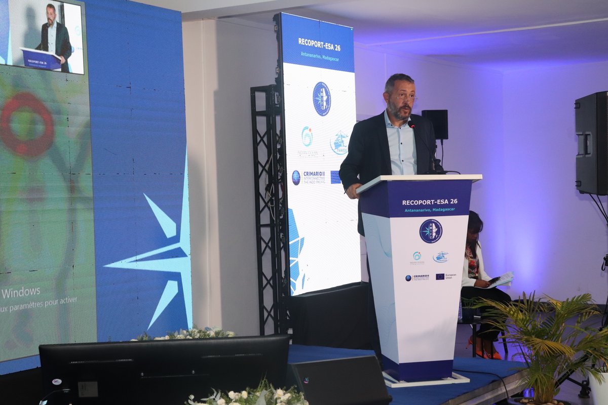 RMIFCenter's tweet photo. Rear Admiral Sam Hieng Twion Kalobe Mickaël honored Day 2 of #RECOPORTESA26, underscoring strong commitment to maritime and port security. He commended RMIFC, CRIMARIO, Safe Seas Africa &amp; partners, and encouraged participants to stay engaged as exercises continue.
#CRFIM #EU https://t.co/xbWwLNIpuU