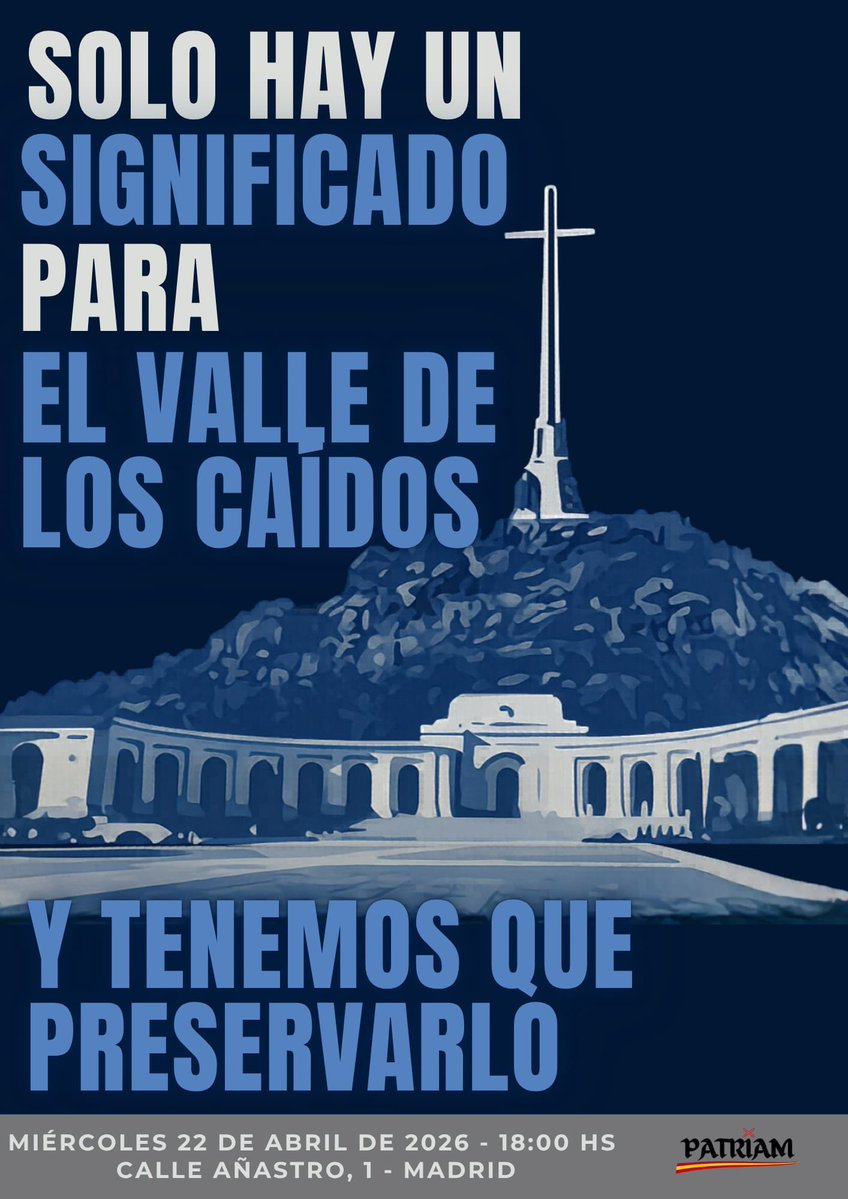 HOY en MADRID. DEFENDAMOS EL VALLE DE LOS CAÍDOS.

Convocada por <a href="/movpatriam/">🇪🇸PATRIAM🇪🇸</a>