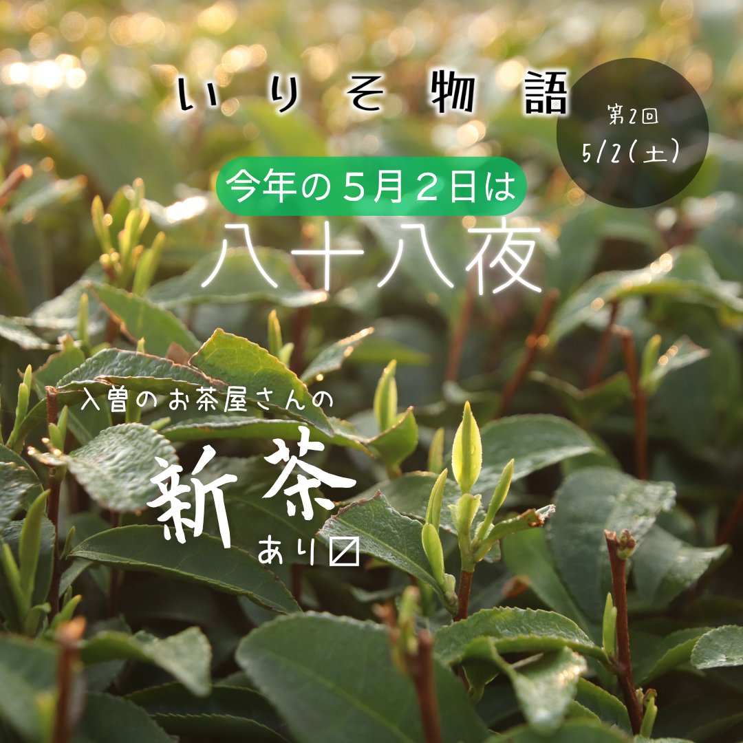 irisomachi's tweet photo. こんにちは、入曽まちづくりの会です。

5月2日は「いりそ物語」
八十八夜にあたり、まさに新茶の季節のスタートです。

引き続き入曽のお茶屋さんにご協力いただき、今回はちょっと高級な新茶や狭山紅茶などもご用意しました。
古民家で味わう体験は格別です！

みなさまのお越しをお待ちしています。 https://t.co/Ukeluhf1nT