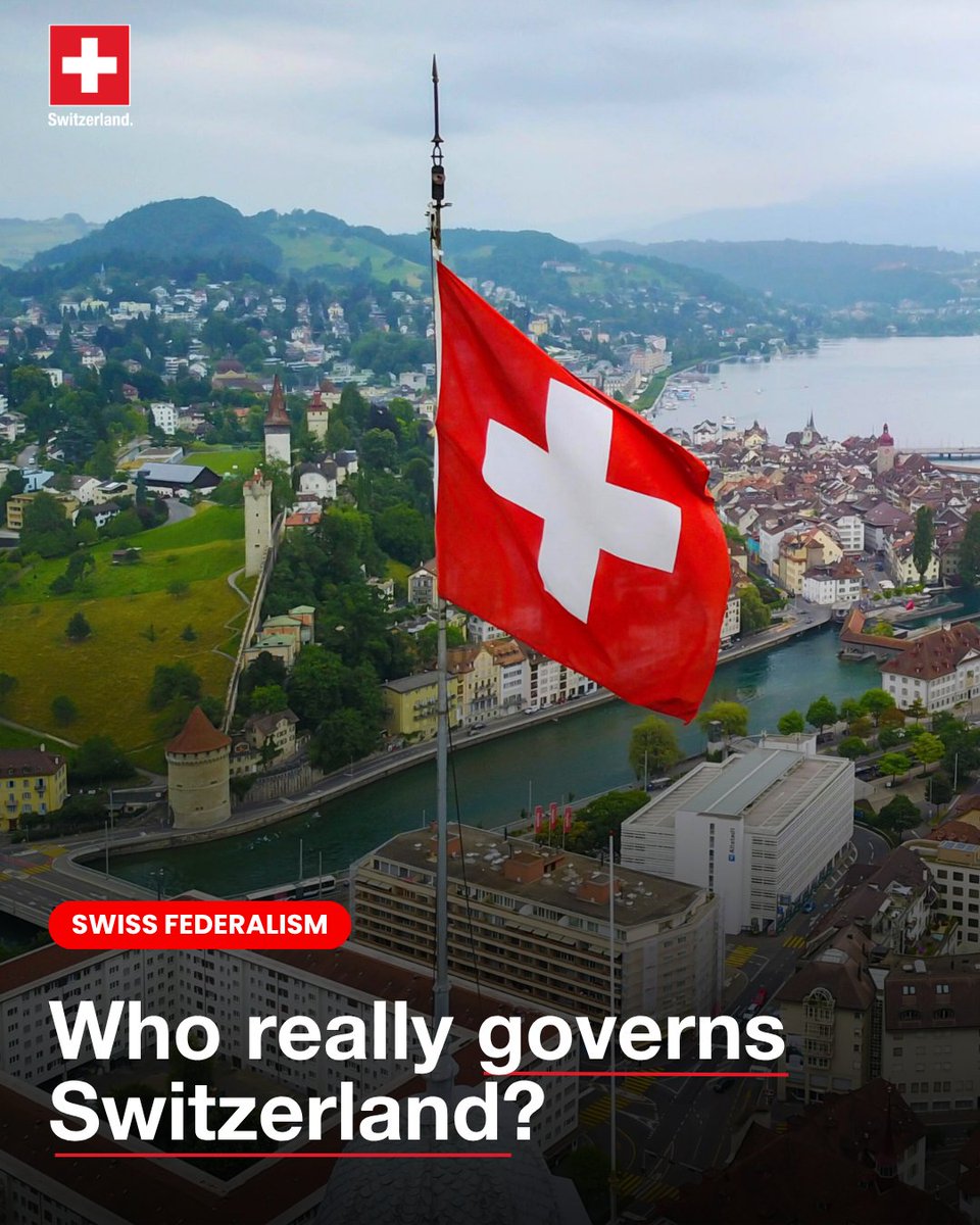 AbtSwitzerland's tweet photo. Who runs Switzerland? Not just one, but thousands! 🇨🇭​

Power is shared between the Confederation, 26 cantons, and 2,100 communes. 🏘️​​

🔎 Discover how this unique system keeps the country united. https://t.co/qVLEau5Ll0