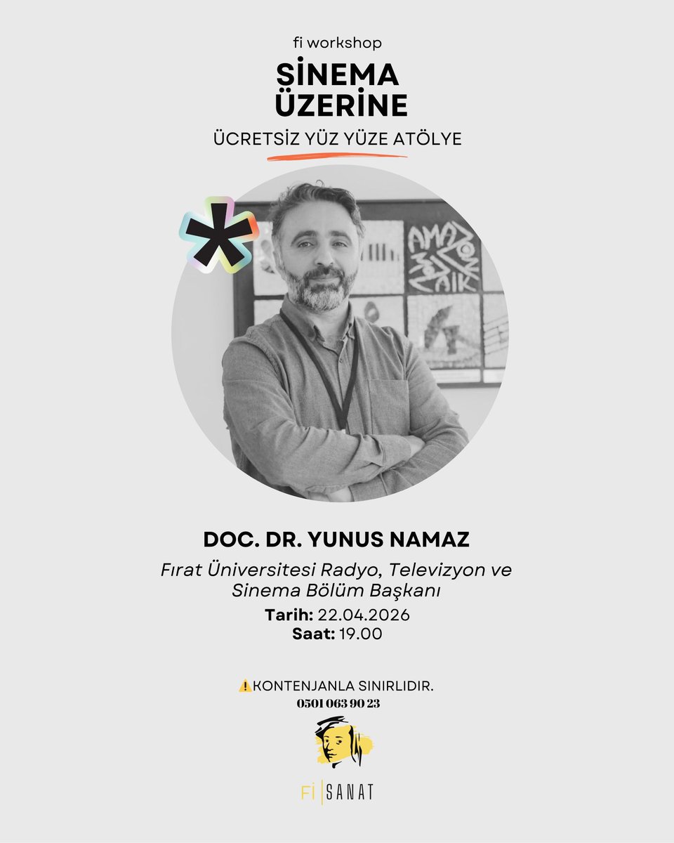 sinenamaz's tweet photo. Bugün (22 Nisan Çarşamba) 19'da Elazığ Akgün AVM üst katında yer alan FİSANAT'ta sinema üzerine konuşacağız. Bekleriz. https://t.co/PtockaJViE