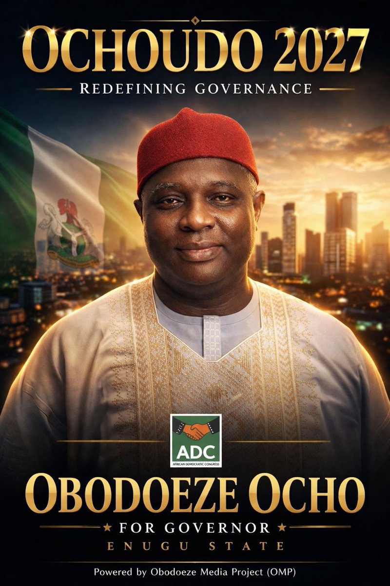 2027 is not about noise, it’s about capacity.
Enugu needs a leader with vision, courage, and the heart to serve.
I believe in a new Enugu, better roads, improved education, healthcare that works, and real empowerment for our youths.

#Ochoudo2027 #ADC #RedefiningGovernance