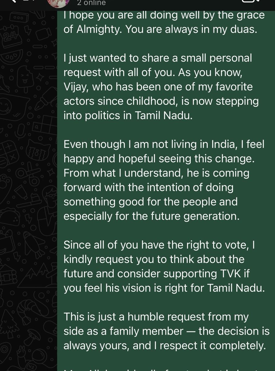 Sha_ilyas's tweet photo. This is just a small post from my heart.

As someone born in Sri Lanka and now living in the USA, I am not a citizen of India, so I don’t have the right to vote. But as a fan, this is the only way I can show my support.
#TVK #Vijay #SupportFromAbroad https://t.co/jtPe3ogyUB