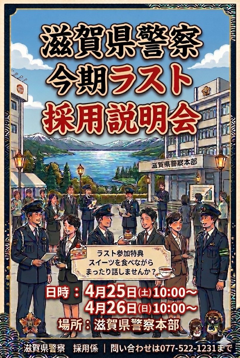 今期ラスト！警察官採用説明会 4/25（土）10:00〜 4/26（日）10:00