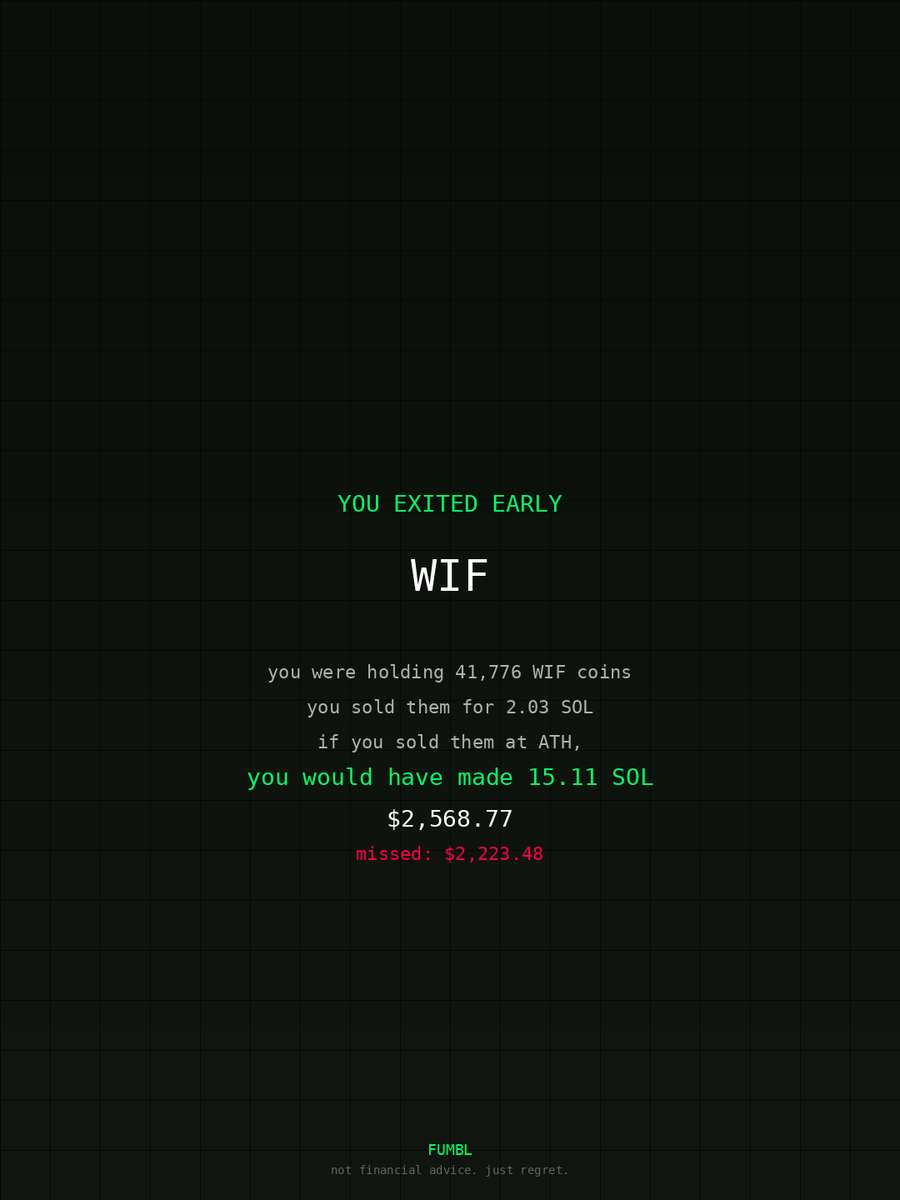 husseinalshrafy's tweet image. used fumbledbags.com to see how much i missed out on $WIF bro actually gonna crash out                               

gVMddMPrjWmeJHQVhsiNwpmem2mQgGNWAQ27cXncdex
#coinbase 
#faq