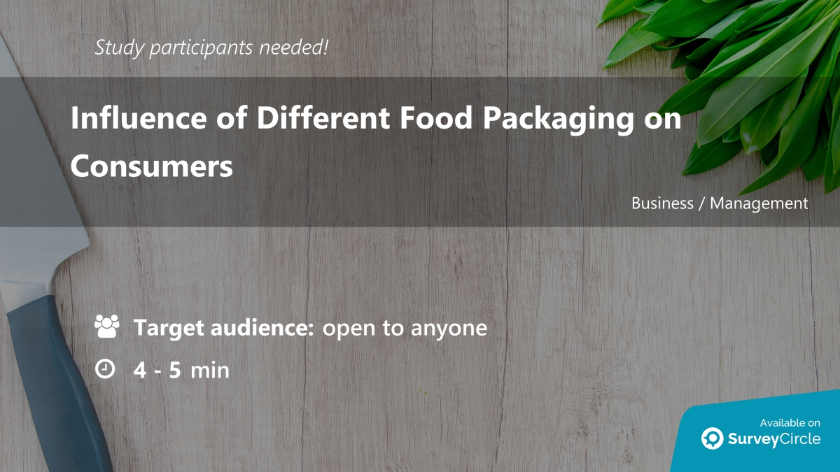 daily_research's tweet image. Participants needed for online survey!

Topic: "Influence of Different Food Packaging on Consumers" surveycircle.com/WYK885/ via @SurveyCircle

#packaging #food #master #thesis #survey #surveycircle