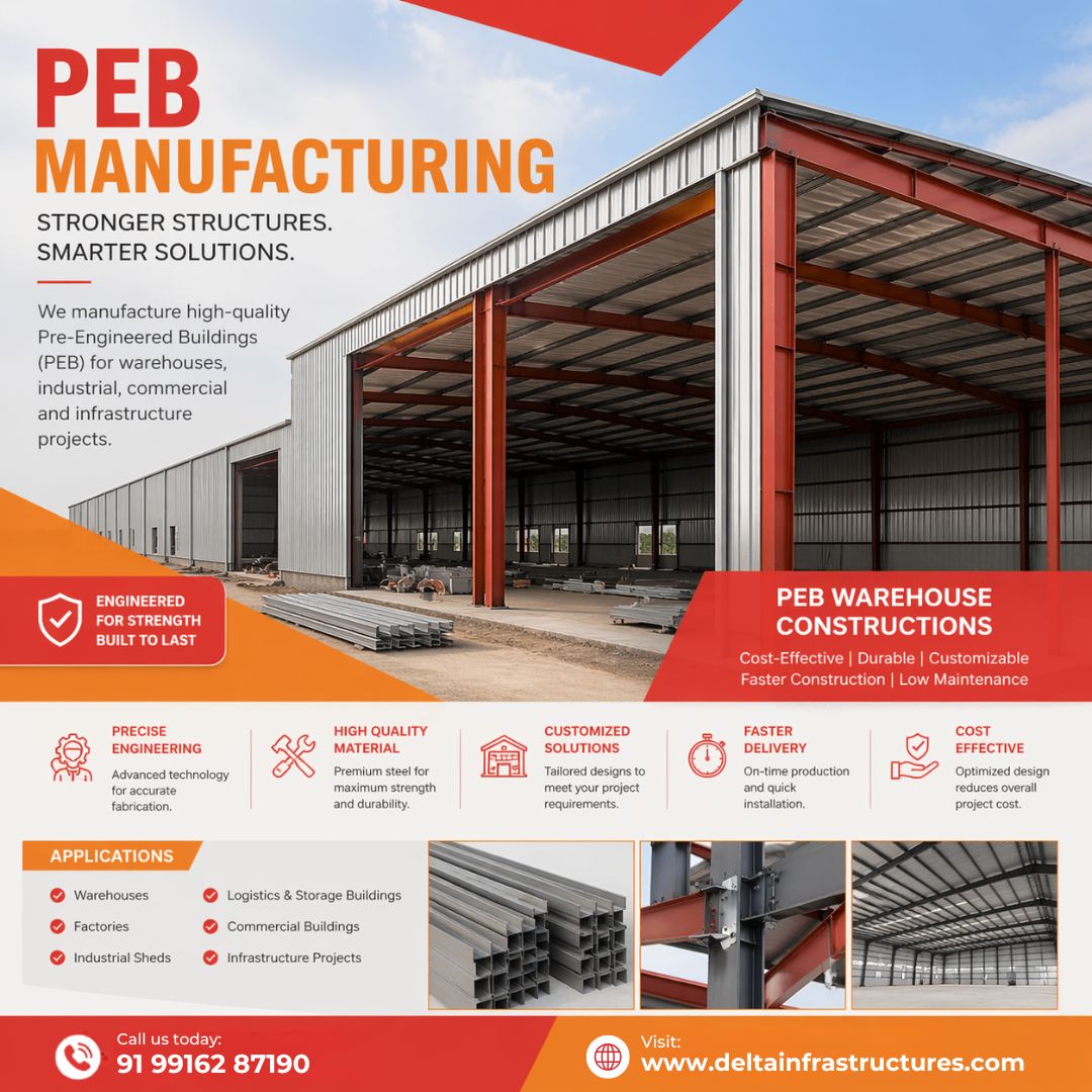 DeltaInfrastruc's tweet photo. Build Strong. Build Smart. Build with PEB.

Delta Infrastructures brings you high-quality PEB Manufacturing &amp; Warehouse Construction solutions designed for durability, efficiency, and performance. https://t.co/S0TZu968EG