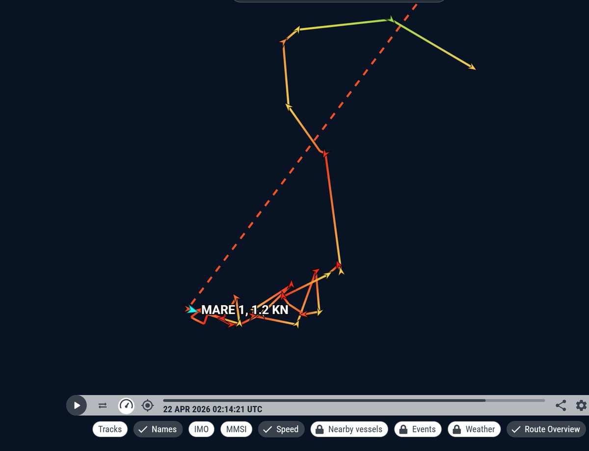 TrafficoNaviOnc's tweet image. 22.04.2026 in mare la #Solidaire ha messo in mare i rhib #Mare1 &amp;amp; #Mare2  questi sono i tracciati AIS rilevati... la pesca continua...