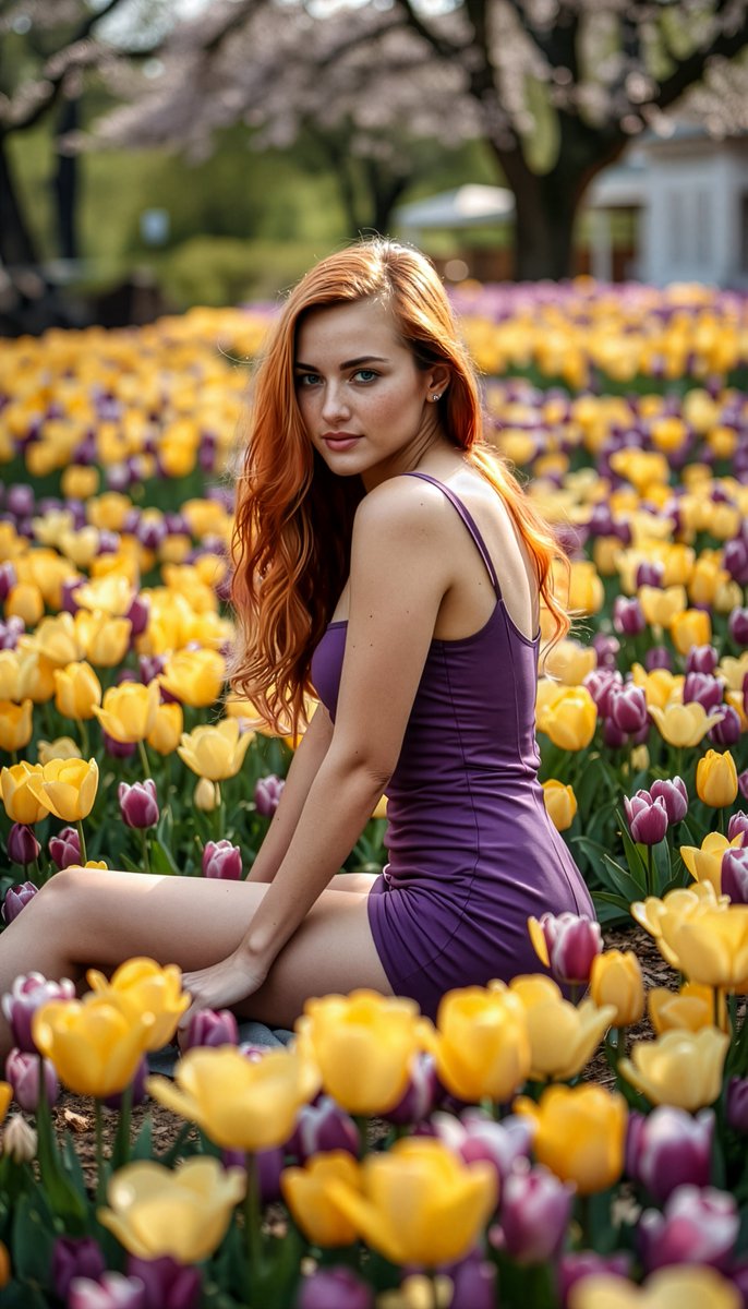 Eisenohr69's tweet image. Lila Traum im Tulpenfeld
Cineastische Darstellung einer jungen Frau in einem leuchtend violetten Kleid, eingebettet in blühende gelbe und violette Tulpen. Eingefangen in sanftem, natürlichem Licht.
#photography #fashion #entertainment #tulip #purple #EisenohrKleineKiKunstBild