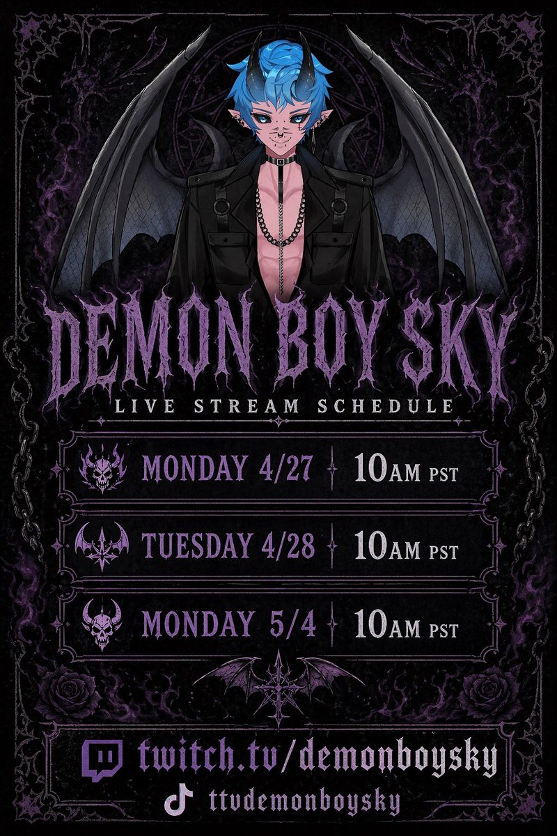 SinuousSkyVT's tweet photo. Stream schedule for the upcoming weeks #twitch #tiktok #ENVtuber #vtuber https://t.co/eOCzwcjcr3