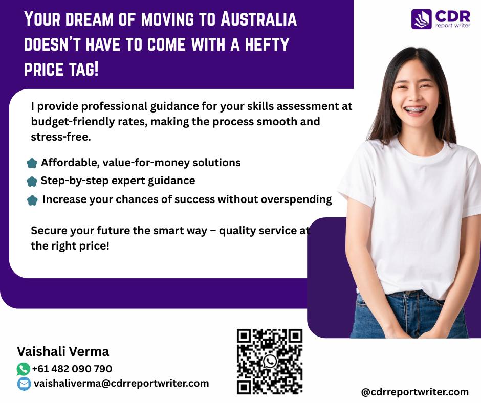 Dreaming of Australia? Your migration journey doesn’t have to drain your wallet!
message me on Whatsapp: shorturl.at/isBOJ
Get professional skill assessment help at budget-friendly rates – making your path to Australia PR smoother, faster, and stress-free.