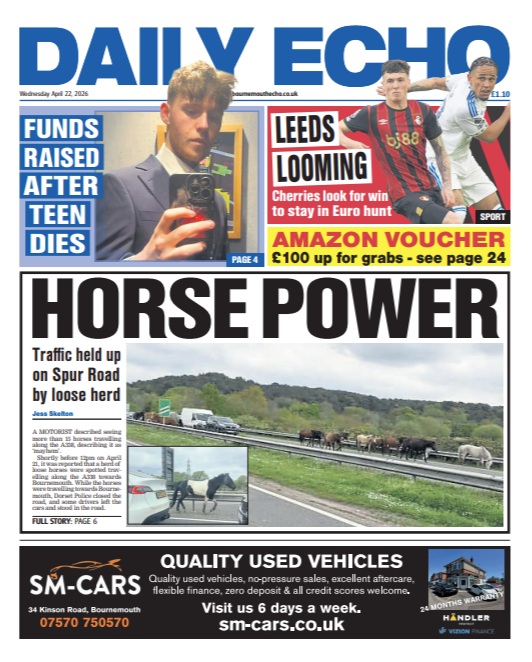 Bournemouthecho's tweet image. Morning everyone. Here's Wednesday's front page and headlines #Dorset #LocalNews