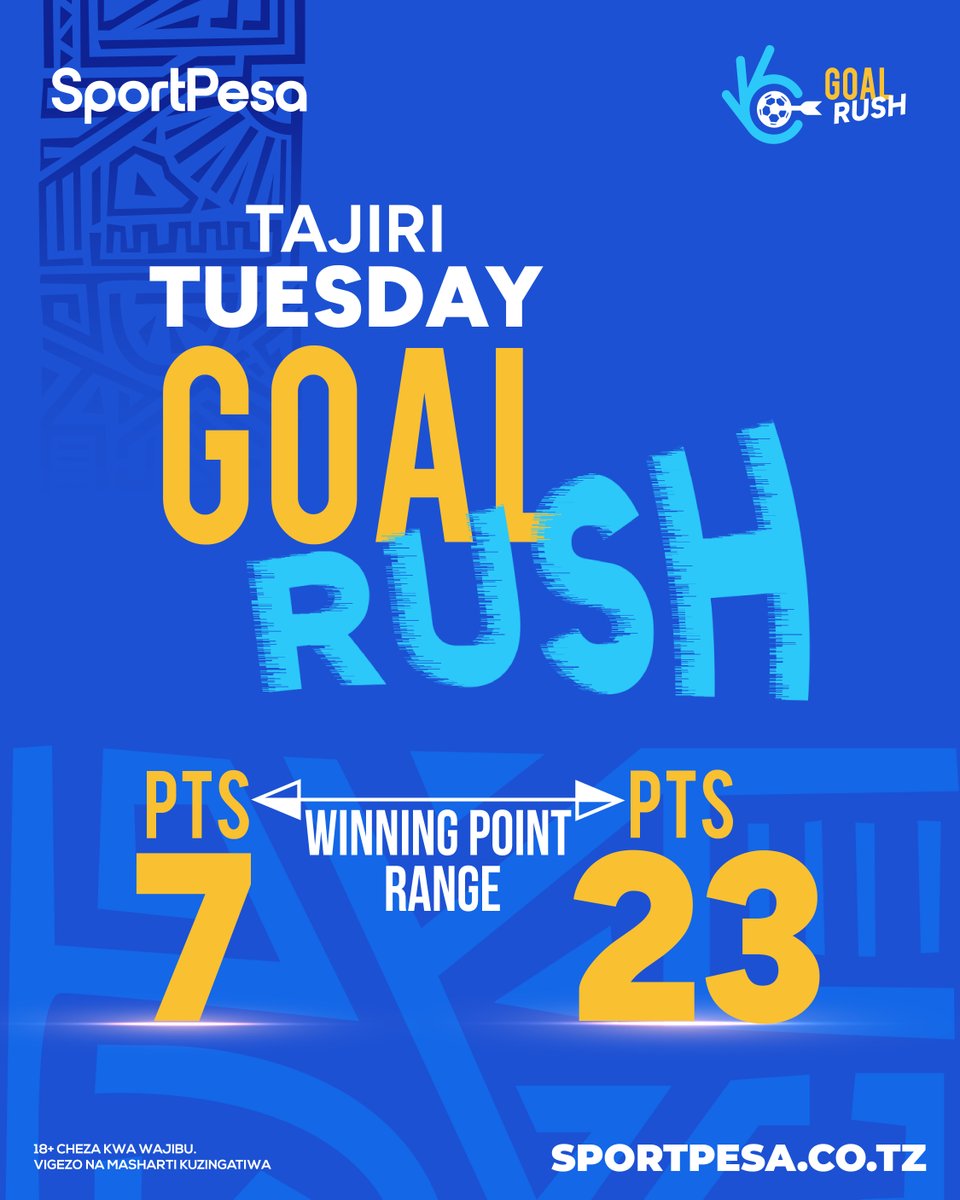 TZSportPesa's tweet image. Point za Tajiri Tuesday ni 7-23

Cheza Goal Rush bure deilee na App au sportpesa.co.tz

#sportpesa #sportpesaushindiuendelee #makeitcount