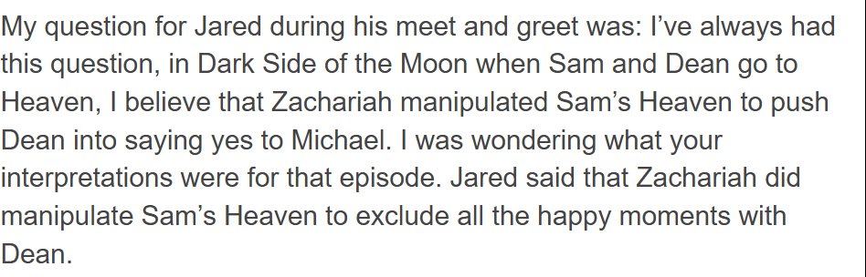 Itoolikepumpkin's tweet photo. Oh, yay, I'm glad I found this one in my downloads. I knew I remembered reading that Jared said Z manipulated Sam's Heaven. https://t.co/KjticDOKty