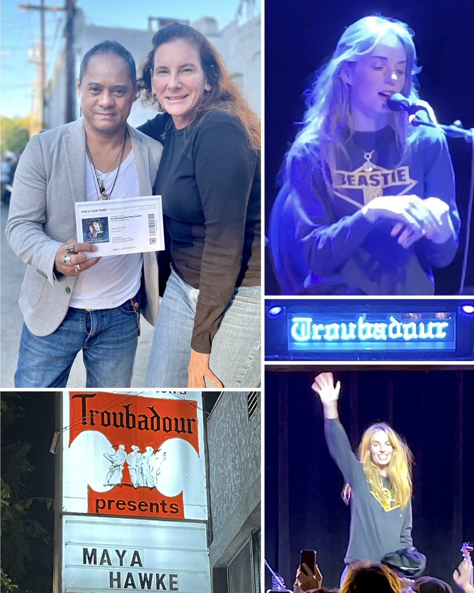 TyroneTann's tweet image. Had a #BlessedFunTime 2Nite, getting to Treat One of #MyFav Producers in this Biz &amp;amp; My #DearestSweetLoyal Friend; #AmyWilliams, to The Awesome &amp;amp; Talented; #MayaHawke’s L.A Concert, held at the Legendary @theTroubadour!  GREAT, AWESOME &amp;amp; BEAUTIFUL JOB MAYA!  U &amp;amp; Ur Band ROCKED IT!