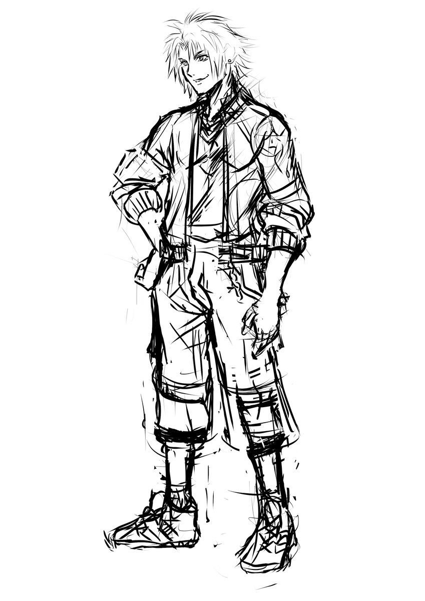 ByakkoArt's tweet image. Playing Dissidia Duellum  made me want to design a modern outfit for Tidus, so here's a rough sketch. #WIP  #wipart