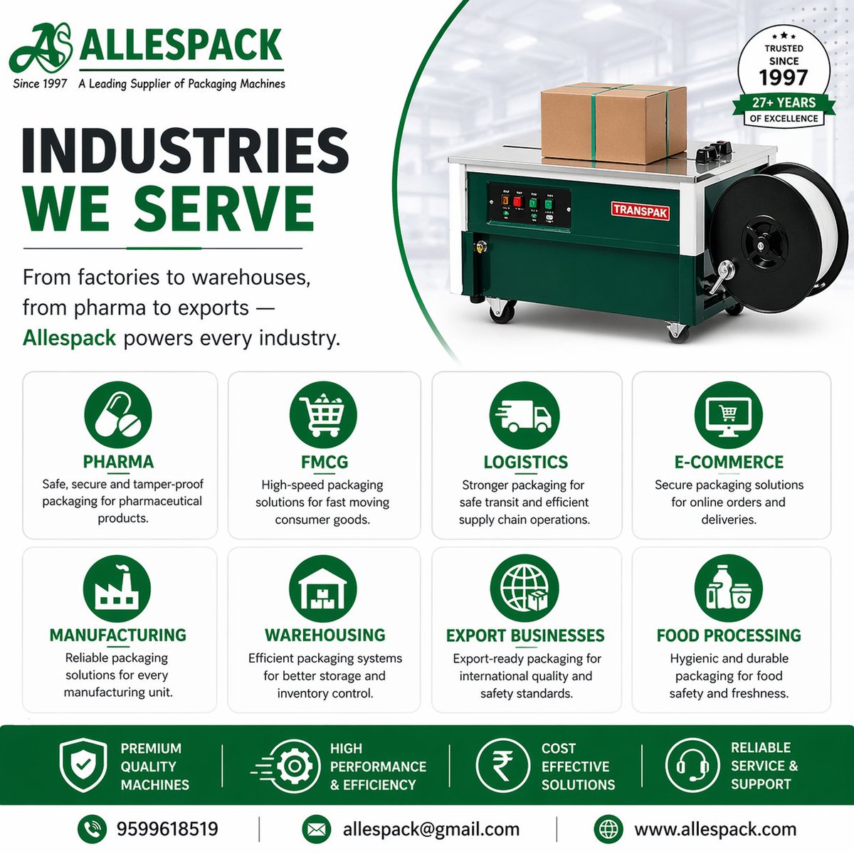 allespack's tweet image. 🏭 Industries We Serve

From factories to warehouses, from pharma to exports — Allespack powers every industry.

📞 9599618519

📧 allespack@gmail.com

🌐 allespack.com

#IndustriesWeServe #PackagingSolutions #Allespack #IndustrialPackaging #Manufacturing #Logistics