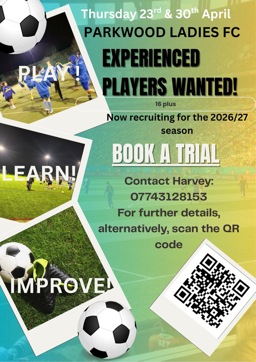 ParkwoodLFC's tweet photo. Looking for a new team? not to late to train with us tomorrow night. https://t.co/LioI4ksUPR