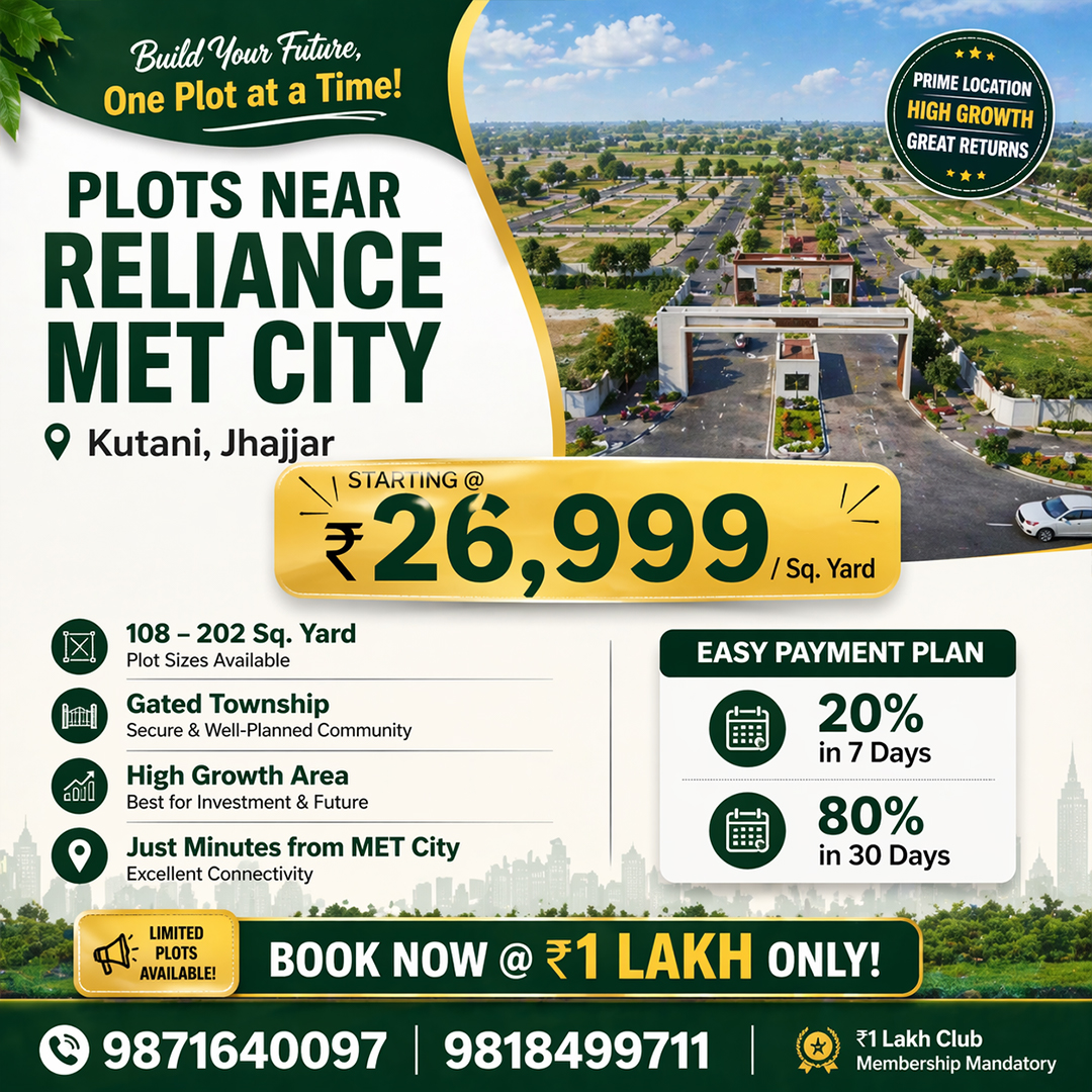 trsinfraventure's tweet image. 🏡 Plots near MET City

₹26,999/sq. yard
📍 Kutani, Jhajjar
💰 Book @ ₹1 Lakh
#RealEstate #Plots #Investment #Property