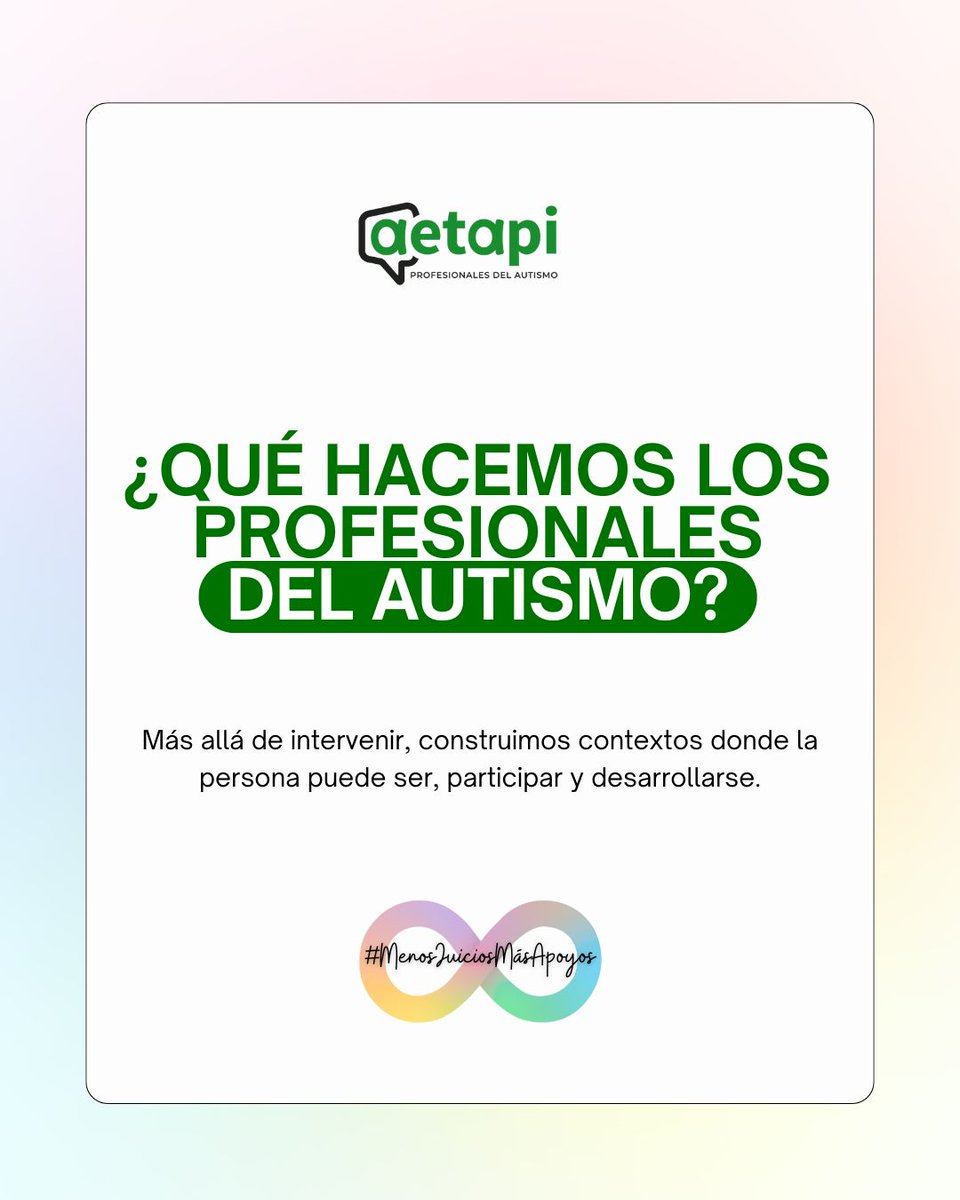 AETAPI's tweet image. 👉 Explicar nuestro trabajo en autismo no es fácil. No es solo intervenir: implica analizar, ajustar y decidir constantemente. 🤔

Claves: pensar más allá de protocolos, entender el contexto, priorizar calidad de vida y actuar con ética.

#autismo #TEA #profesionalesautismo