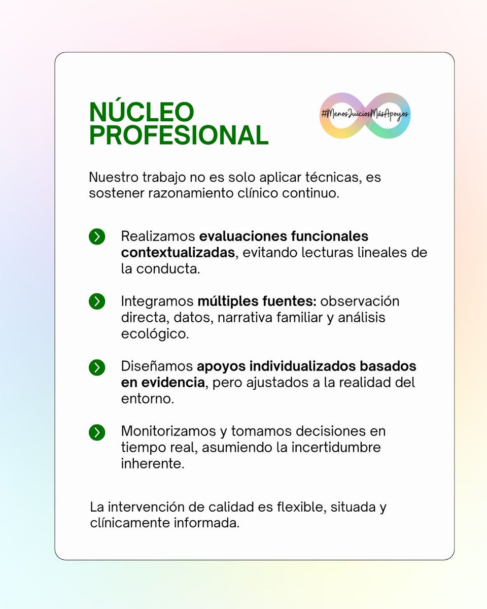 AETAPI's tweet image. 👉 Explicar nuestro trabajo en autismo no es fácil. No es solo intervenir: implica analizar, ajustar y decidir constantemente. 🤔

Claves: pensar más allá de protocolos, entender el contexto, priorizar calidad de vida y actuar con ética.

#autismo #TEA #profesionalesautismo