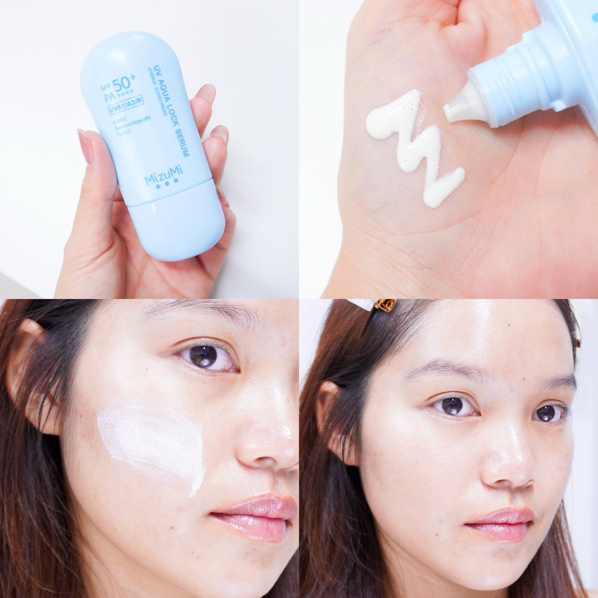 new5u's tweet photo. มิซูมิออกกันแดดสูตรใหม่ มีหรือจะพลาด!!!! ☀️ กันแดดฟ้าอควา SPF50+ PA++++ เนื้อเซรั่มบางเบา ซึมไว ช่วยเติมน้ำให้กับผิว ล็อคความชุ่มชื้นยาวนาน 8 ชม. แต่รู้สึกไม่เหนอะผิวเลยอ่ะ ฟินิชได้ความผิวสวยฉ่ำ แต่งหน้าต่อได้แบบไม่รบกวนเมคอัพเลย https://t.co/Hxd7GmrUVC