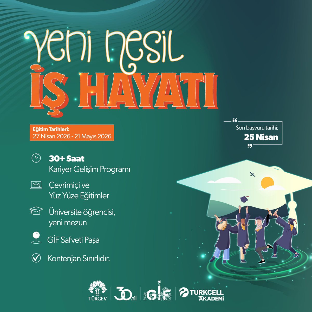 turgev's tweet photo. Yeni Nesil İş Hayatına Hazır Mısın? 🧐

TÜRGEV olarak Turkcell Akademi iş birliğiyle hayata geçirdiğimiz Yeni Nesil İş Hayatı Programı ile gençleri geleceğin yetkinlikleriyle buluşturuyoruz.

Kurumsal hayata girişten proje yönetimine, veri okuryazarlığından siber güvenlik farkındalığına kadar pek çok başlıkta kapsamlı eğitimlerle kendini geliştirme fırsatı seni bekliyor.

📌 Kayıt linki 👇

https://t.co/kmrddch32q