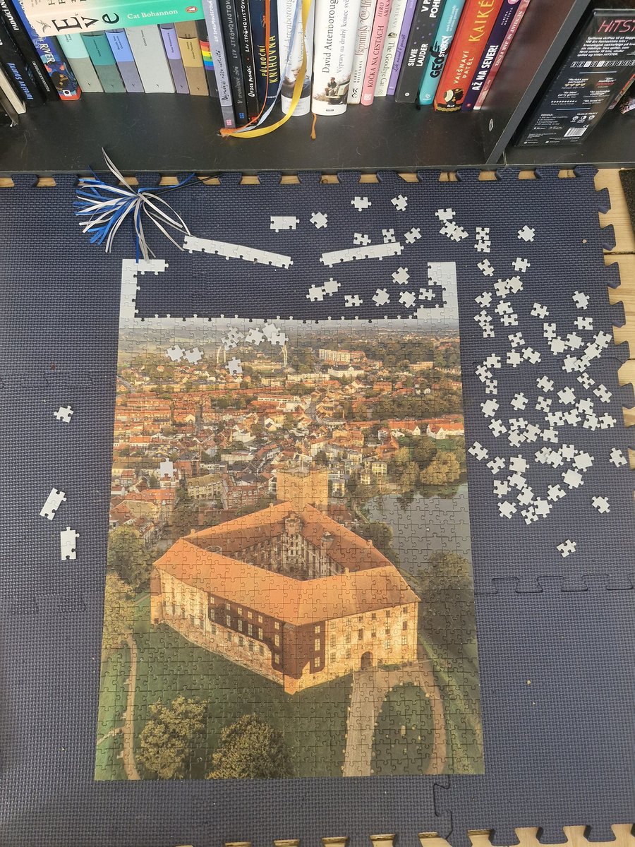 Už jsem skoro dostavěla puzzle z města, kde bydlim. Zbývá jen nebe. Samá modrá... mam sto chutí říct, ze všichni víme, jak vypadá nebe a tady to ukončit