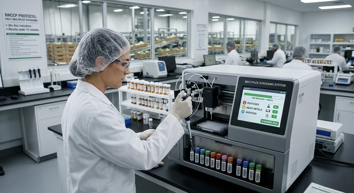 BOKA_LAB's tweet image. Multiplex Screening Systems
These systems screen 20+ key indicators-pesticide residues, illegal additives, heavy metals-in under 10 minutes. Low per-test cost, fast results, and total peace of mind for high-volume food processing plants.#FastResults #FoodSafety #FoodManufacturing