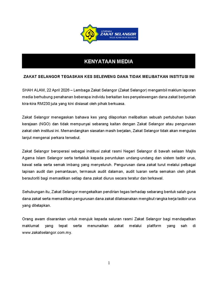 Zakat Selangor tweet media