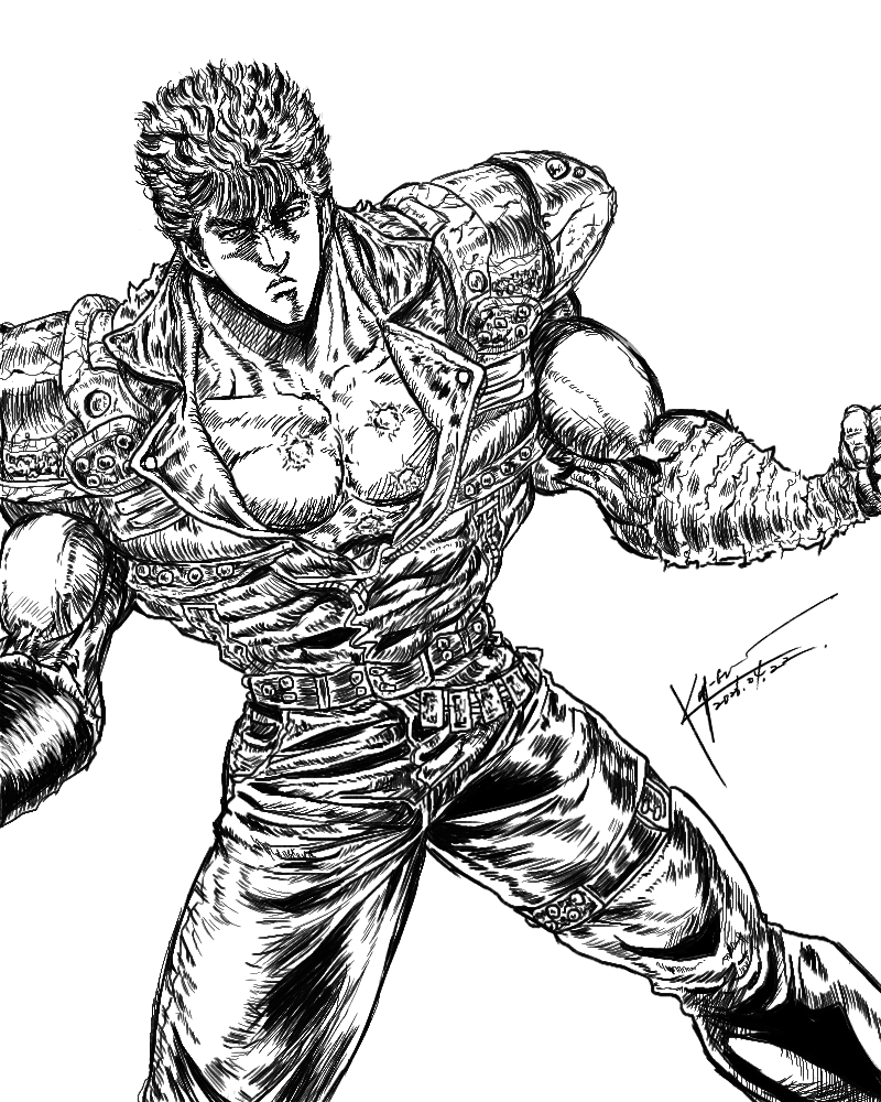 KEYGON5's tweet photo. ジャンプコミックス6巻表紙を最終章（JC27巻）辺りの画風でredraw！
#北斗の拳 #アニメ北斗の拳 https://t.co/IuBbg1KGRY
