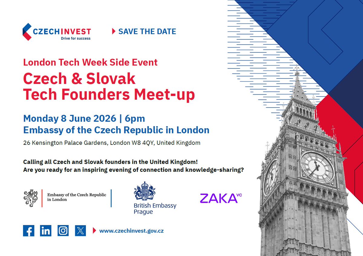 StartupsCZ's tweet image. Get free tickets thanks to @UKinCR and @CzechInvest_CZ to @LDNTechWeek including #networking meeting with Czech and Slovak founders 🇬🇧

Apply here at lnkd.in/dPCR938e ✍️