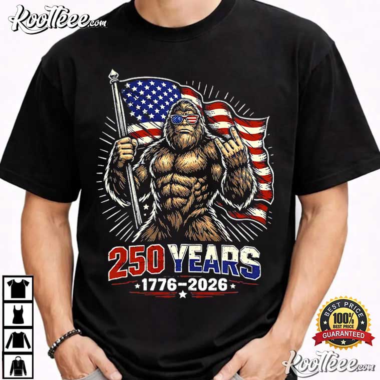 jhays1192987's tweet image. Sasquatch USA Flag 250 Years 1776-2026 Bigfoot Patriotic 4th Of July T-Shirt #Sasquatch #4thOfJuly 4th Of July koolteee.com/product/sasqua…